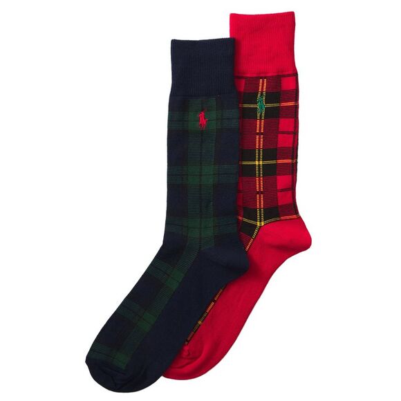 Polo Ralph Lauren Other - Polo Ralph Lauren Mens Assorted 2-Pack Tartan Dress Crew Socks Navy/Red - NWT